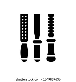 Rasp Tools Vector Glyph Style Illustration. EPS 10