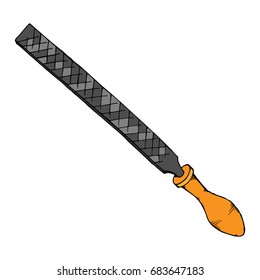 rasp with a yellow handle. Hand tool icon. Vector illustration.