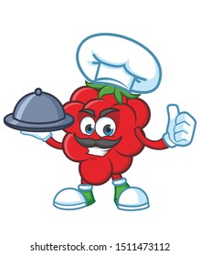  Raspberries with chef hat Mascot character design vector