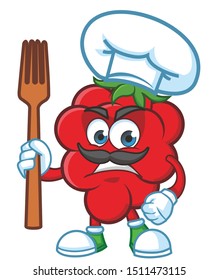  Raspberries with chef hat Mascot character design vector