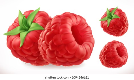 Raspberries. Fresh fruit 3d realistic vector icon Raspberries. Fresh fruit 3d realistic vector icon