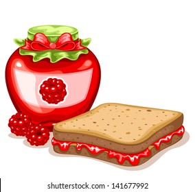 Raspberries Jam And Jelly Sandwich