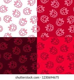 Raspberries low poly seamless pattern. 4 Color Variations