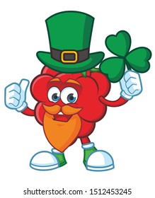 Raspberries Mascot character design vector with patrick day custom