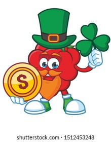 Raspberries Mascot character design vector with patrick day custom