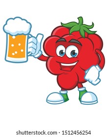Raspberries Mascot character design vector