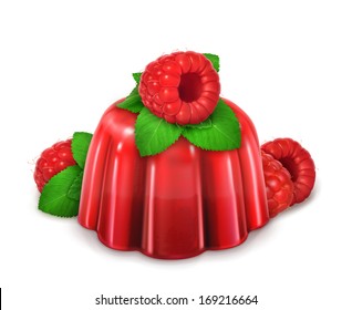 Raspberries and mint jelly, vector