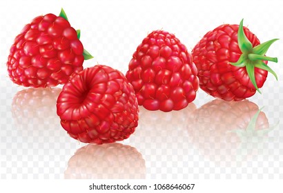 Raspberries on a white transparent background