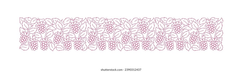 Raspberries pattern. Flourish line background design. Editable outline. Vector line.