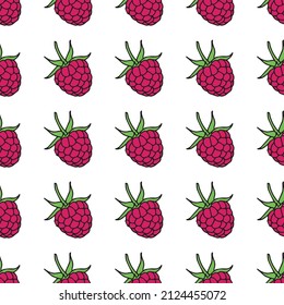  raspberries seamless pattern. Seamless background with raspberry. Vector illustration. 