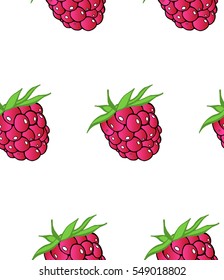 Raspberries. Seamless pattern of raspberries. Seamless background with raspberry. Vector illustration.