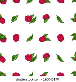 Frambuesas, patrón sin costuras.  Ilustración para impresión, tela, textil