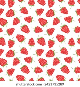 Himbeeren nahtloses Muster auf weißem Hintergrund. Cute-handgezeichnete Illustration