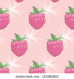 Raspberries seamless pattern. Vector illustration
