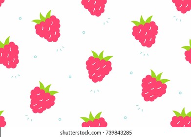 Raspberries seamless pattern. Vector illustration