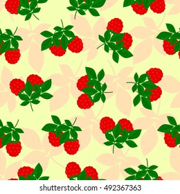Raspberries seamless pattern vector spring summer background