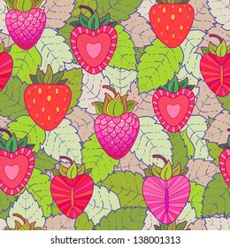 raspberries and strawberries