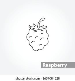 raspberries vector line icon on white background