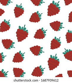 Raspberries vector pattern background. Design artistic doodle element for card, print, template, wallpaper, texture.