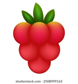 Raspberry 3d icon. Vector clipart isolated on white background.