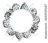 Raspberry berries wreath flying with water splash, dew drops hand drawn in vector ink. Ripe garden dewberry cloudberry mulberry tayberry. Isolated circle frame. Fresh grocery, home preserves cookbook