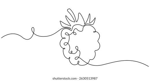 raspberry berry is drawn by one continuous line on a background of abstract spots of crimson and green colour on a white background, Raspberry vector colour illustration, background, sketch banner.
