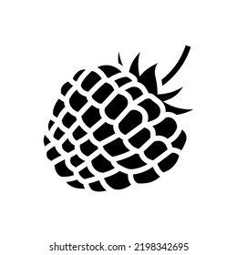 raspberry berry leaf glyph icon vector. raspberry berry leaf sign. isolated symbol illustration