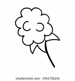 A raspberry berry on doodle style branch. Carelessly hand drawn illustration.