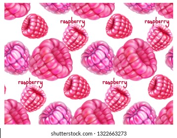 raspberry berry watercolor illustration vector  seamless texture