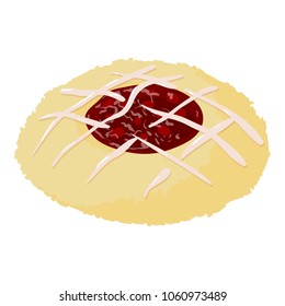 Raspberry biscuit icon. Isometric illustration of raspberry biscuit vector icon for web