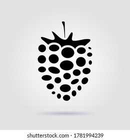 Raspberry black icon on a gray background with soft shadow
