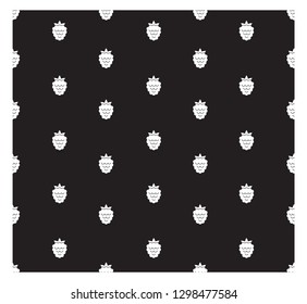 Raspberry black and white seamless pattern, background