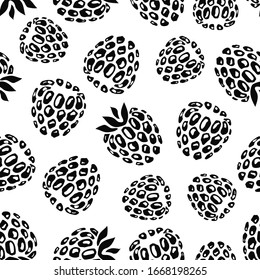 Raspberry, blackberry berry fruit seamless summer pattern. Food print. Vector illustration. Raspberry background.