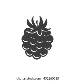 Raspberry blackberry icon. Flat vector illustration in black on white background. EPS 10