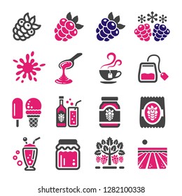 raspberry and blackberry icon set,vector and illustration