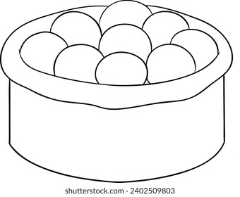 Raspberry or blueberry Pie Black and White Vector Line Art Illustration