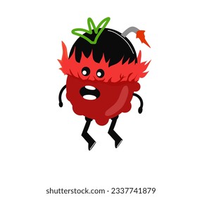 Vector de dibujos animados Raspberry Bombe. Día Nacional de la Bombe de frambuesa el 11 de agosto