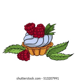 raspberry cartoon cupcake