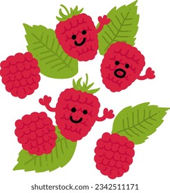 Raspberry character colored flat illustration. Vector icon.Hands can move.