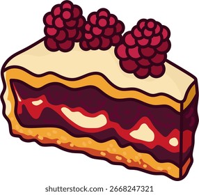 Framboesa Cheesecake Slice Vetor Ilustração
