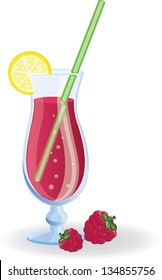 Raspberry cocktail, vector picture