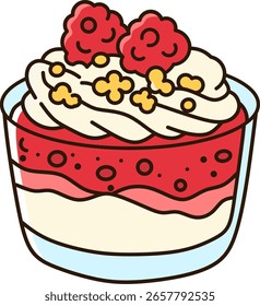 Raspberry Cream Dessert Cups with Raspberry Toppings 