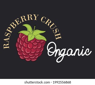Raspberry crush print design. Fruit vector graphic for apparel. Raspberry illustration for fashion and others.