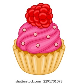 Raspberry Cupcake in vector illustration