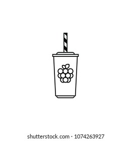 Raspberry drink in glass outline icon