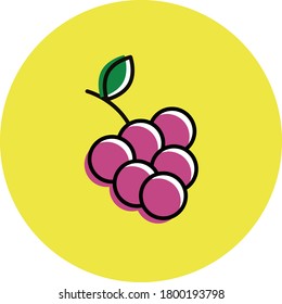 raspberry flat icon on a yellow background