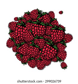 Raspberry frame, sketch for your design. Vector illustration