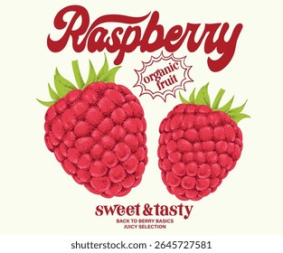 Raspberry fruit artwork. Organic food artwork for for t-shirt. Organic farm poster design. Raspberry art. Fresh Raspberry fruit print. Nature fruit club print design.	