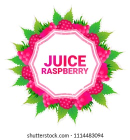 raspberry fruit colorful circle copy space organic over white pattern background