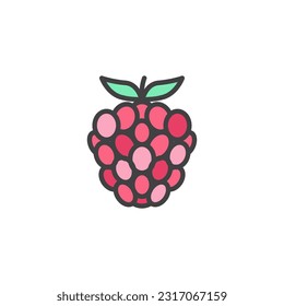 Raspberry fruit filled outline icon, line vector sign, linear colorful pictogram isolated on white. Symbol, logo illustration. Vector graphics